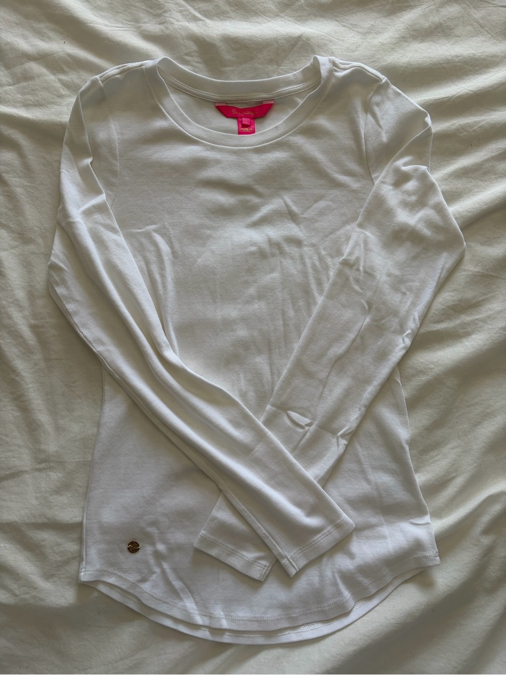 Lilly Pulitzer Resort White Long Sleeve Crewneck Tee Small Like New - Picture 5 of 8